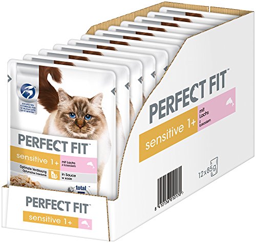 Perfect Fit 363265 85 g - Comida húmeda para gatos, Pack de 12 x 85 g (Pescados, Senior)