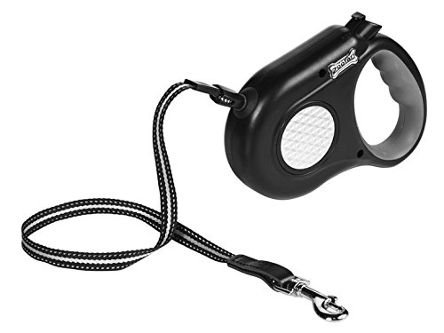 Perro Cuerda Cuerda extensible correa cuerda automático hasta 5 m max.12 kg (antirreflectantes Negro Gris)