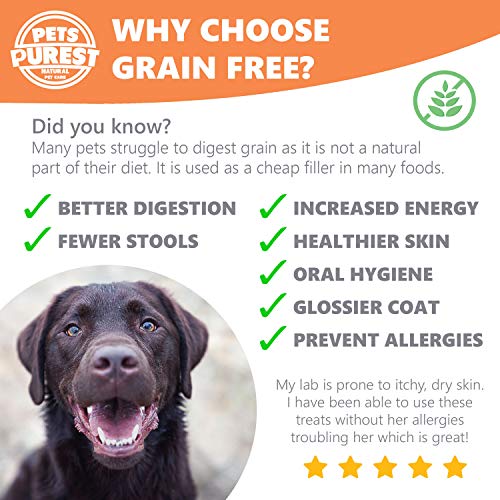 Pets Purest Tratamientos hipoalergénicos dentales para Perros sin Granos con carbón Activado, té Verde y Menta para Perros y Gatos con estómagos sensibles Piel y Pelo