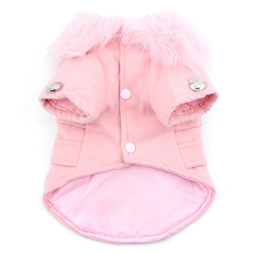 smalllee_lucky_store - Abrigo con Cuello de Pelo de Lana para pequeños Gatos o Perros, Talla X, Color Rosa