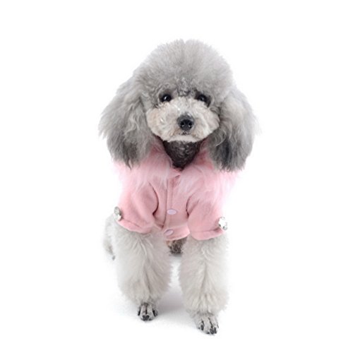 smalllee_lucky_store - Abrigo con Cuello de Pelo de Lana para pequeños Gatos o Perros, Talla X, Color Rosa