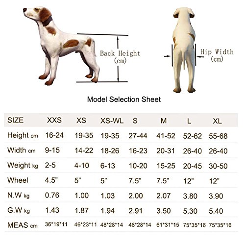 Teabelle - Silla de ruedas ajustable para perro, para rehabilitación de piernas para perros pequeños con minusvalía, perros y cachorros (2 ruedas)