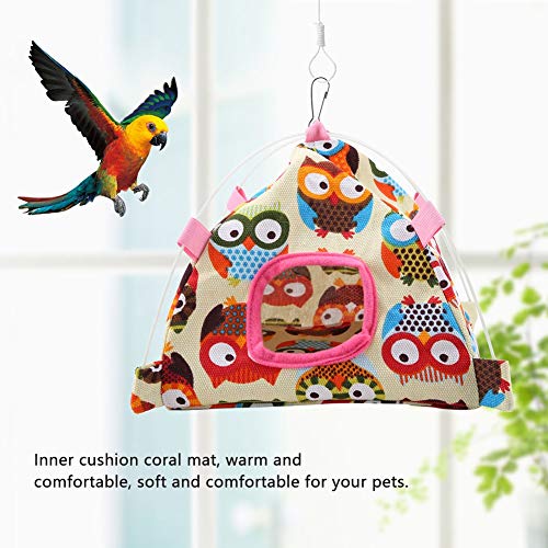 TOPINCN - Tienda de campaña de 7 Colores con diseño de Loro + Alfombrilla de Coral para Jaula, para acurrucarse, para Loros, pájaros, hámster, Mascota pequeña, Nido para Dormir