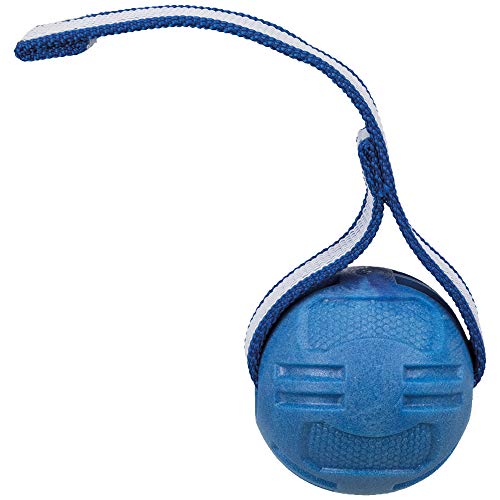 TRIXIE Balle Sporting avec sangle ø 6 cm / 20 cm - Bleu - Pour chien