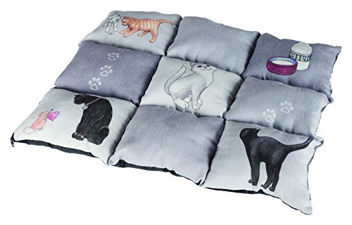 Trixie Colchoneta para Gatos Mascotas - Alfombra para Gatos Manta para Mascotas Cojin para Gatos Cálida Protección Patchwork 45 x 55 cm Gris