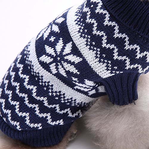 Tuopuda Navidad Mascotas suéter Invierno Perro Nieve Lana del Perrito Traje Caliente Ropa de Abrigo (S, Azul Marino)