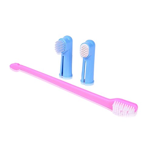 UEETEK Cepillos de dientes suaves del cepillo de dientes del animal doméstico Cepillos de la higiene dental dual de la cabeza para los perros Gatos