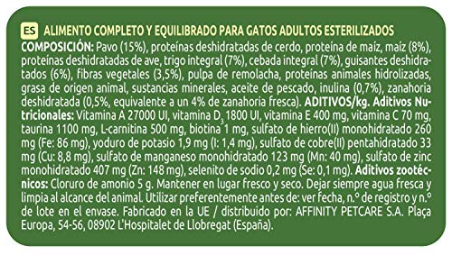 Ultima Pienso para gatos esterilizados para prevenir bolas de pelo, sabor pavo - 1.5 kg