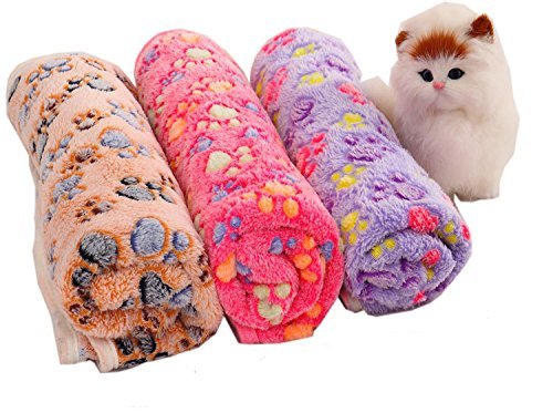 Westeng 1X Manta Forro para Perro Paw Print Perro Gato Pet Mascota Manta Suave Blanket Cama Soft Mat Cubierta Size 60 x 40 cm (Beige)