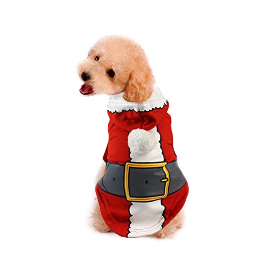 WikiMiu Ropa para Mascotas, Chaqueta para Perro Suéter para Perro Abrigo de Invierno cálido con diseño de Santa Claus, Ropa de Navidad para Perros pequeños y medianos de Peluche (S)