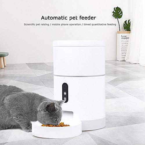 WMNRNYD Alimentador automático del Animal doméstico, Perro y el alimentador automático de Mascotas Gato con Temporizador programable, la cámara de Alta definición de Voz y grabación de vídeo