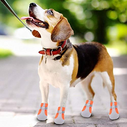 Zapatos transpirables para perros, 4 piezas de verano para mascotas, zapatos para perros, botas de malla para perros, protectores para las patas, suela antideslizante para cachorros, zapatos (L)