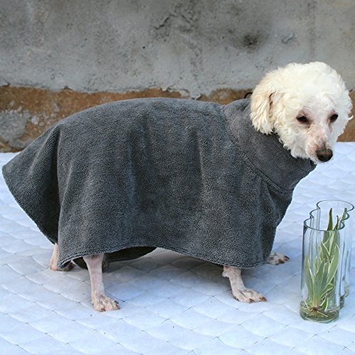 zoonpark® Perro microfibra albornoz, albornoz de secado rápido perro mascota gato perro perrito toalla de baño