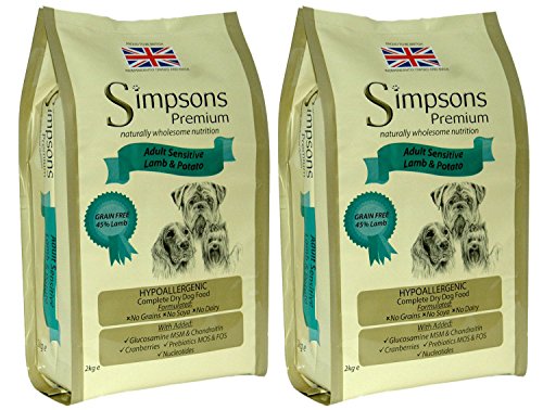 2 x 12 kg Simpsons Premium Adulto Sensitive Lamba y patatas secas comida para perro Multibuy