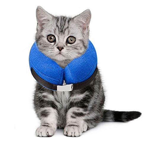 AeeYui Collar Inflable de Perros Gato,Cono de Cuello isabelino Ajustable para recuperación Tras una cirugía, collarín electrónico