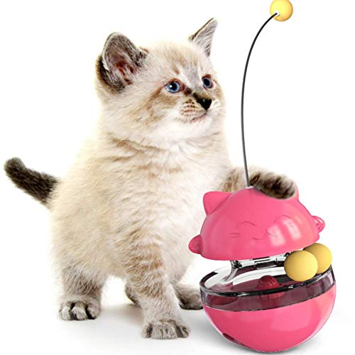 AYEMOY Juguete De Plato Giratorio De Gato, Tumbler Interactive Cat Toys Pelota Tumbler Interior Pelota Favorita para Gatos Juguetes para Gatos De Todas Las Edades (Rojo)