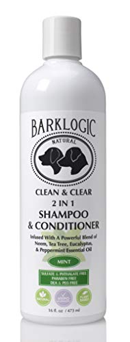 BarkLogic Clean & Clear Champú y acondicionador 2 en 1, menta, 16 fl oz | Sin parabenos, sin ftalatos, sin sulfatos, sin DEA y PEG, hipoalergénico, a base de plantas...