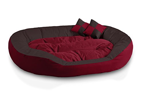 BedDog® 4en1 Saba Rojo/Negro XXL Aprox. 110x80cm colchón para Perro, 7 Colores, Cama, sofá, Cesta para Perro