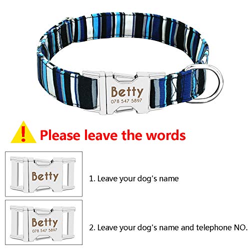 Beirui - Collar ajustable para perro con placa de identificación personalizable y hebilla de liberación rápida; para perros pequeños, medianos y grandes. Tallas S, M y L