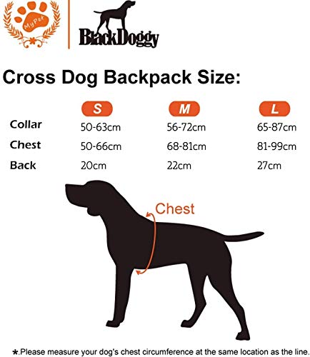 BLACKDOGGY Perro Mochila Paquete Ajustable para la excursión al Aire Libre Saddlebag Estilo Accesorio del Perro (S)