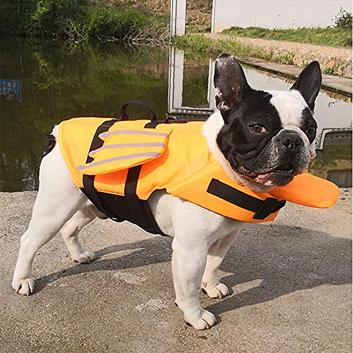 BLEVET Reflectante Chalecos Salvavidas para Perros Seguridad Ajuste para Natación Surf Caza Barco MZ085 (M, Orange)