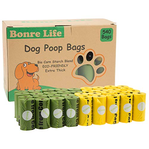 Bonre Life-Bolsas para excrementos de perro 540 bolsas,Bolsas de basura para perros extra gruesas y a prueba de fugas hechas de almidón de maíz