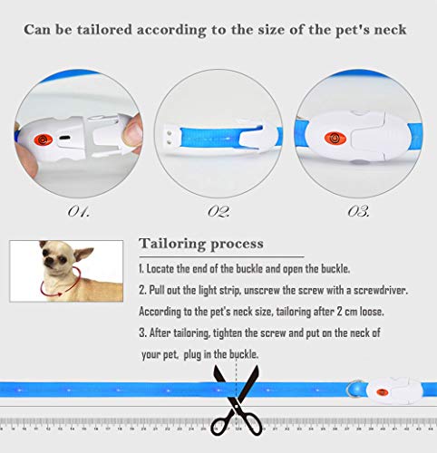 BPS Collar Luminoso Recargable USB para Mascotas Perros Gatos Impermeable Collar de Seguridad Luz Brillante 3 Colores 2 Tamaños para Elegir (1.6 x 40 cm, Verde) BPS-5556VE