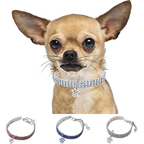 BT Bear Collar para Mascota, Collar con Colgante de Hueso elástico con Cristales Brillantes para Gatos, Perros pequeños