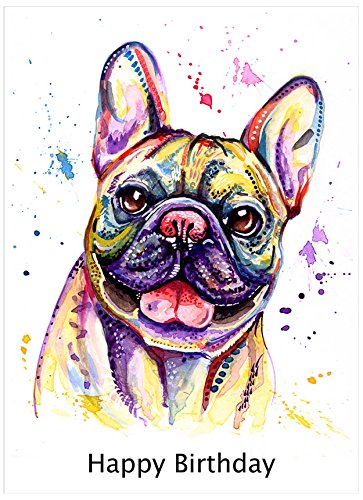BullDog francés tarjeta de cumpleaños, francés Toro Perro Regalo de cumpleaños – texto personalizado