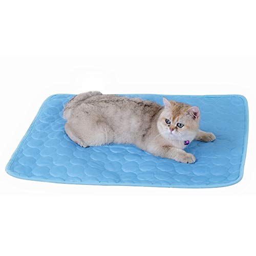 BVAGSS Transpirable Alfombra de Dormir Suave y Refrescante Almohadilla de refrigeración para Perros Gatos XH017 (L, Blue)