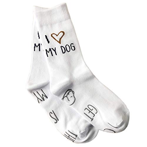 Calcetines para perro con texto en inglés "I Cant Get Up, The Dog Is On My Lap"