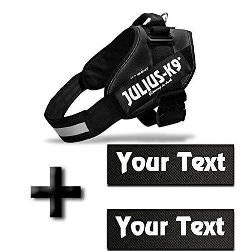 Canicaprice Julius K9 Power IDC - Arnés con 2 etiquetas personalizables, color negro