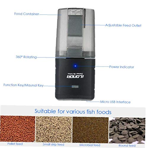 Case&Cover Alimentador automático programable WiFi Peces de Acuario Tanque portátil Herramientas Fish Feeder Temporizador alimentador automático de Pescado Triturador