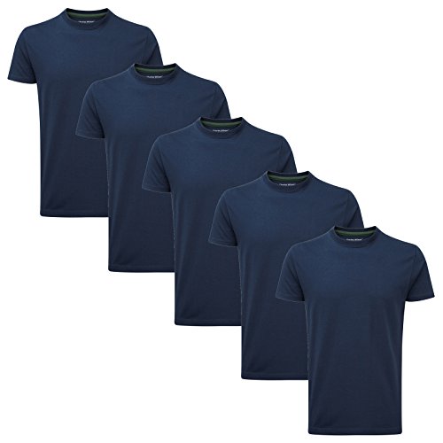 Charles Wilson Paquete 5 Camisetas Cuello Redondo Lisas (Small, Navy Type 19)
