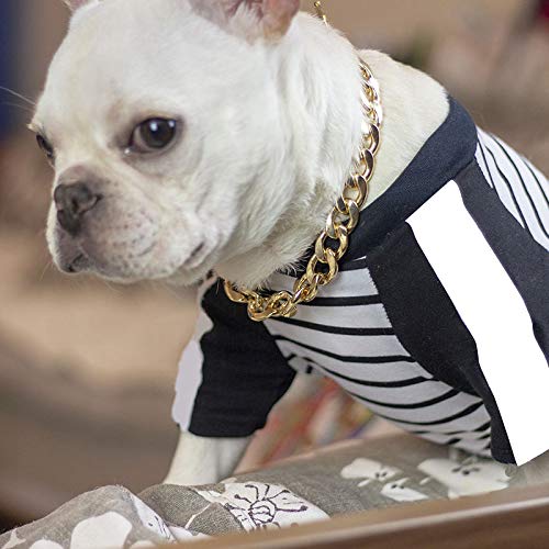 Collar de perro Herewegoo, cadena de oro gruesa, collar de seguridad para mascotas, collar de cadena ajustable, punk, chapado en oro, collar para mascotas, 55 cm