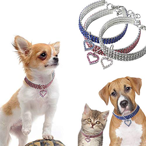 Collar para Mascota con diseño de Oso BT, con Cristales Brillantes, elástico, Collar para Gatos y Perros pequeños
