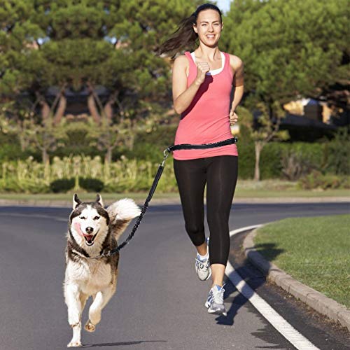 Correa manos libres para perros Adogo, cuerda extensible ajustable para la cintura que absorbe los golpes, para correr y caminar