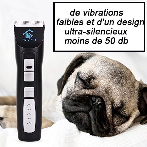 Cortapelo de Aseo para Perros - Kit de afeitadora para Mascotas, Perros y Gatos - Turbo inalámbrico Recargable - Bajo Nivel de Ruido y Vibración