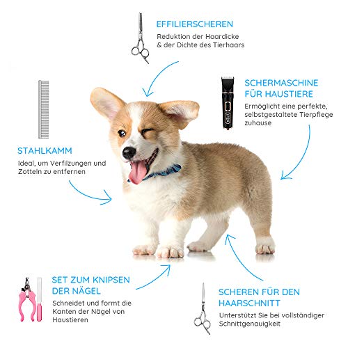 Crenova - Cortapelos eléctrico para mascotas, para perros, gatos, mascotas, recargables