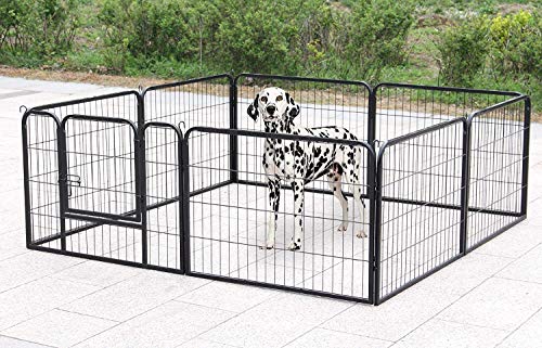 D4P Display4top Parque para Perros Jaula de Perros para Perros Gato Conejo Interior/Exterior, 8 Vallas, Negro (80cm X 80cm)