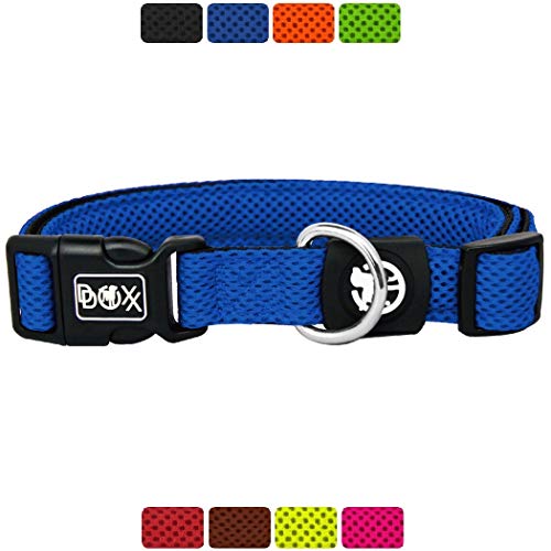 DDOXX Collar Perro Air Mesh, Ajustable, Acolchado | Diferentes Colores & Tamaños | para Perros Pequeño, Mediano y Grande | Collares Accesorios Gato Cachorro | Azul, L