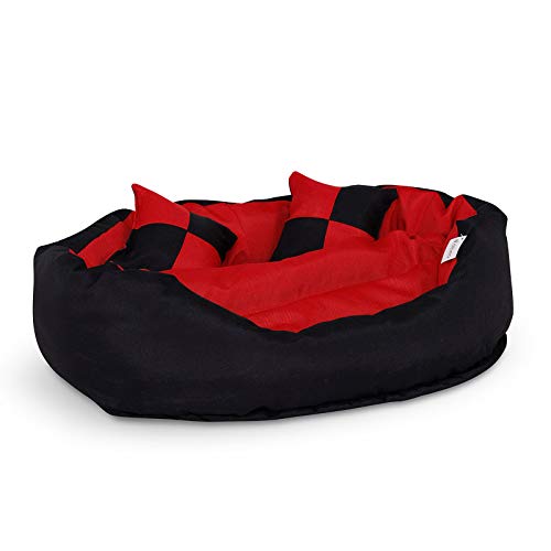 Dibea DB00410 - Cama para Perros (65 x 50 x 20 cm), Color Rojo y Negro