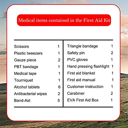 Dilicwa Botiquín de Primeros Auxilios 31 Artículos, Mini Kit de Supervivencia - Bolsa Médica de Emergencia Al Aire Libre para Coche El Hogar Lugar de Trabajo Acampar Senderismo Viaje