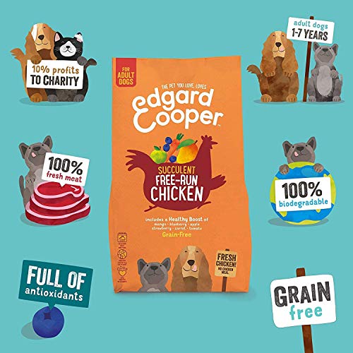 Edgard & Cooper pienso para Perros Adultos sin Cereales, Natural con Pollo Fresco de Granja, 12kg. Alimentación equilibrada sin harinas de Carne ni Carnes sobreprocesadas, cocinada a Baja Temperatura