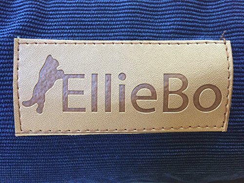 Ellie-Bo - Cama para Perro de 91 cm, tamaño Grande (87 x 57 cm), Laterales de Pana Azul y Parte Superior de Piel sintética Gris.