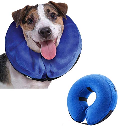 Emwel Collar hinchable para perros grandes, cómodo collar para mascota, cono para revistas, collares básicos inflables para perro, L
