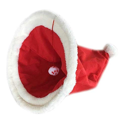 Encantador gato cama nido Navidad sombrero forma vellón felpa, cálido suave almohadilla para cachorro estera gato casa cama para perros pequeños gatos, cubierta jaula invierno dormir lavable durade