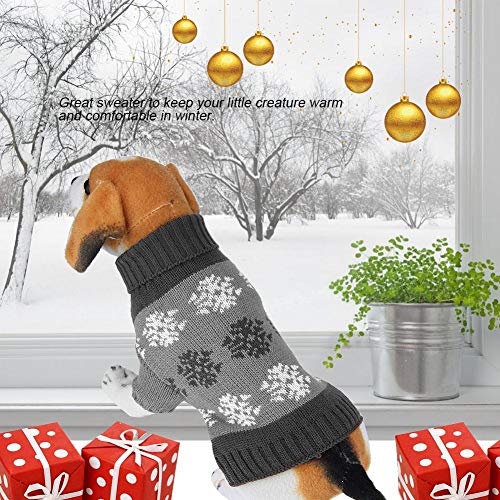Fdit Socialme-EU Mascotas Ropa para Perros Copos de Nieve Impresos de Punto Suéter Invierno Cálido Ropa de Navidad para Perros Pequeños (L-Gris)