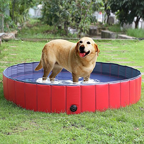 Femor Bañera Plegable de Mascotas Baño Portátil para Animales Piscina para Perros y Gatos Adecuado para Interior Exterior al Aire Libre Color Rojo (M/120 x 30cm)