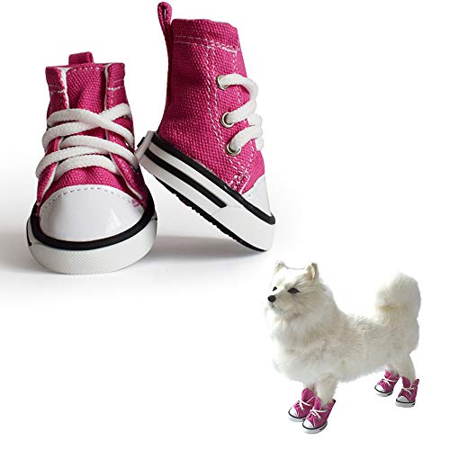 Galapara Zapatos Perro, 4 unids Zapatos para Perros Botas para Perros Zapatos de Lona para Perros Perrito Mascotas para Perros Zapatos Deportivos Zapatos para Mascotas Antideslizantes